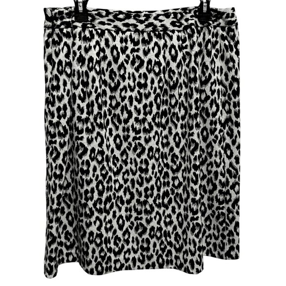 Talbots Plus Winter Leopard Ponte Knit A-Line Skirt Sz 14W Knee Length Stretch - Picture 3 of 5